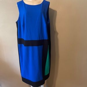 Lauren Ralph Lauren size 18W blue black faux wrap dress
